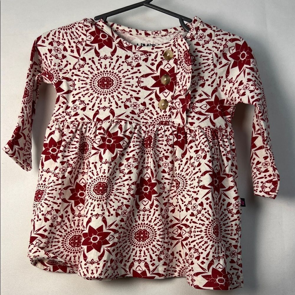 Limited Too burgundy and white long sleeve floral print dress NWT 6-9 months